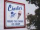 Charlie's round the corner ice cream signage